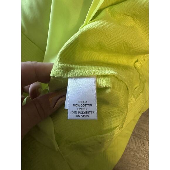Banana Republic x Milly Tennis Ball Neon Yellow Textured Shift Dress Size 6P - Picture 5 of 8
